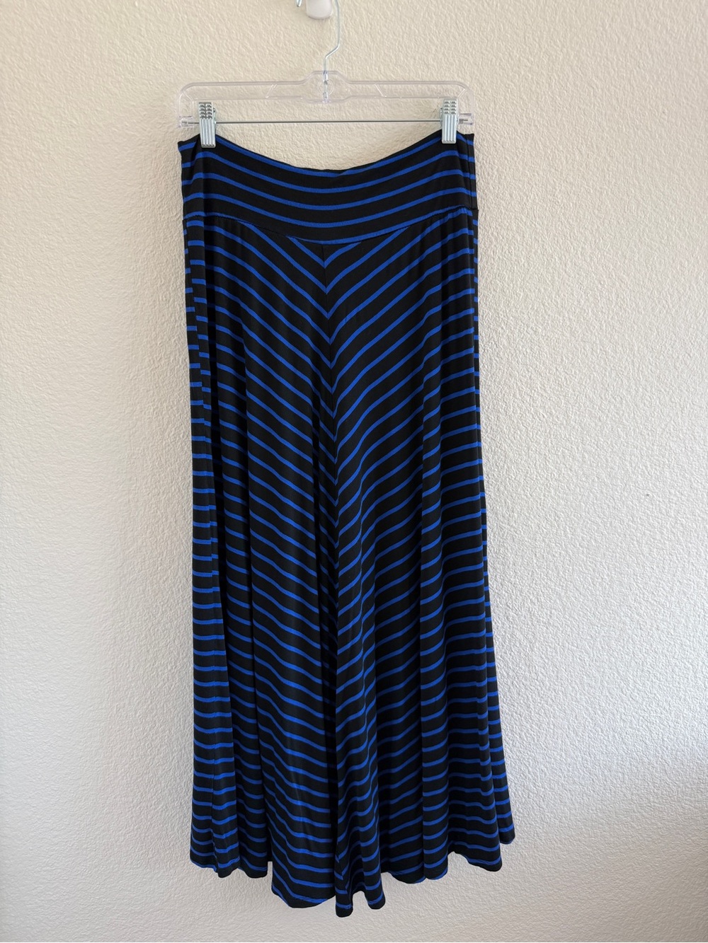 AB Studio Black and Blue Diagonal-Stripe Maxi Skirt - Picture 2 of 10